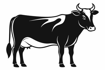 Black and White Cow Full Body Isolated 