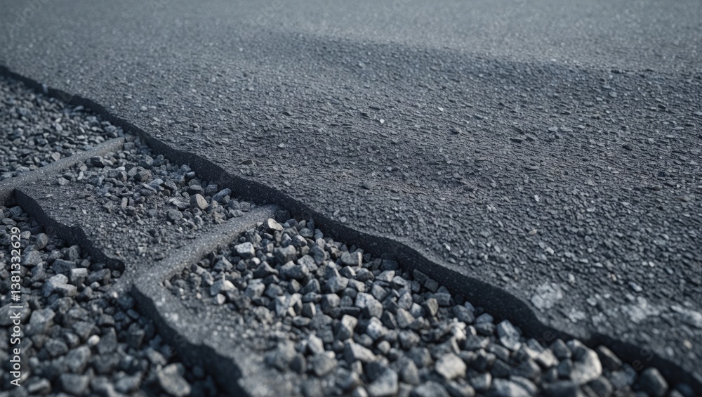 Aufkleber rough gray asphalt surface, highlighting its intricate texture and fine gravel composition. ideal te