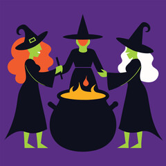 halloween witch with magic wand