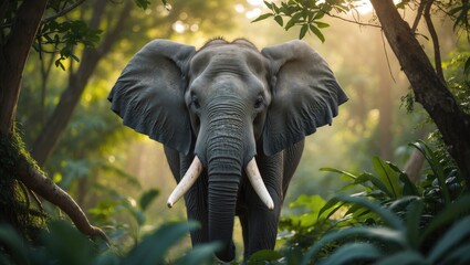 Portrait of an elephant in the jungle.
