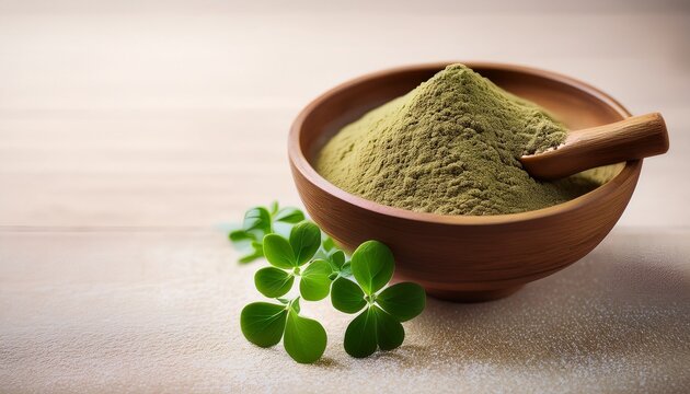 bacopa monnieri herb plant or ayurvedic brahmi plant with powder in a bowl selective focus
