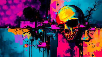 abstract grunge background with skull