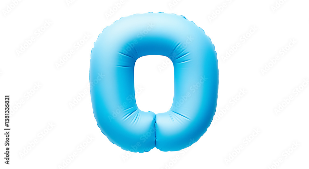 Aufkleber isolated inflatable blue letter o floating against a solid black studio background in a close up vie