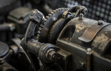 detail of a historic milling machine for gears