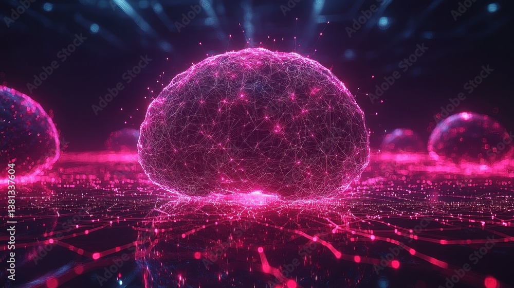 Poster abstract brain neural network digital art