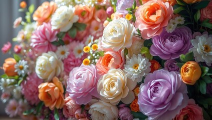 flowers in various colors arranged irregularly