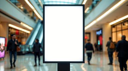 Obraz premium Blank digital billboard mockup inside a modern shopping mall
