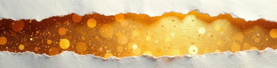 Obraz premium Golden shimmer peeks through ragged paper tear , frame, paper, illustration