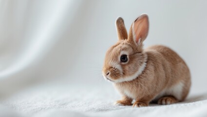 Little dwarf rabbit on a white background
