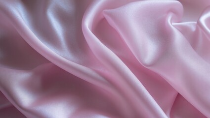 Obraz premium Background of satin fabric texture in pale pastel color with pink rose pattern.