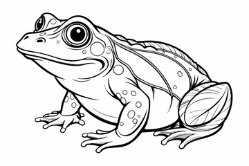 coloring page line art the african bullfrog vector