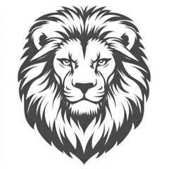 Obraz premium Line art icon of a lion's head showcasing bold features and intricate details in a simple black design