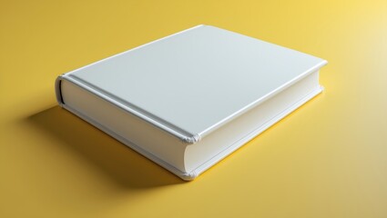 Book featuring a blank cover against a yellow background.