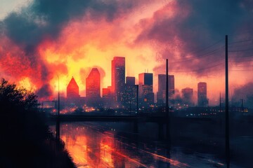 Obraz premium Dallas Skyline at Sunrise .