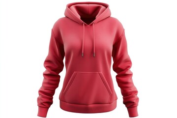 Red Hoodie Mockup Isolated on White Background for Apparel Design