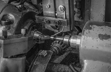 detail of a historic milling machine for gears