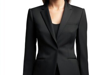 Woman Wearing Black Suit Jacket Business Fashion Style Mockup