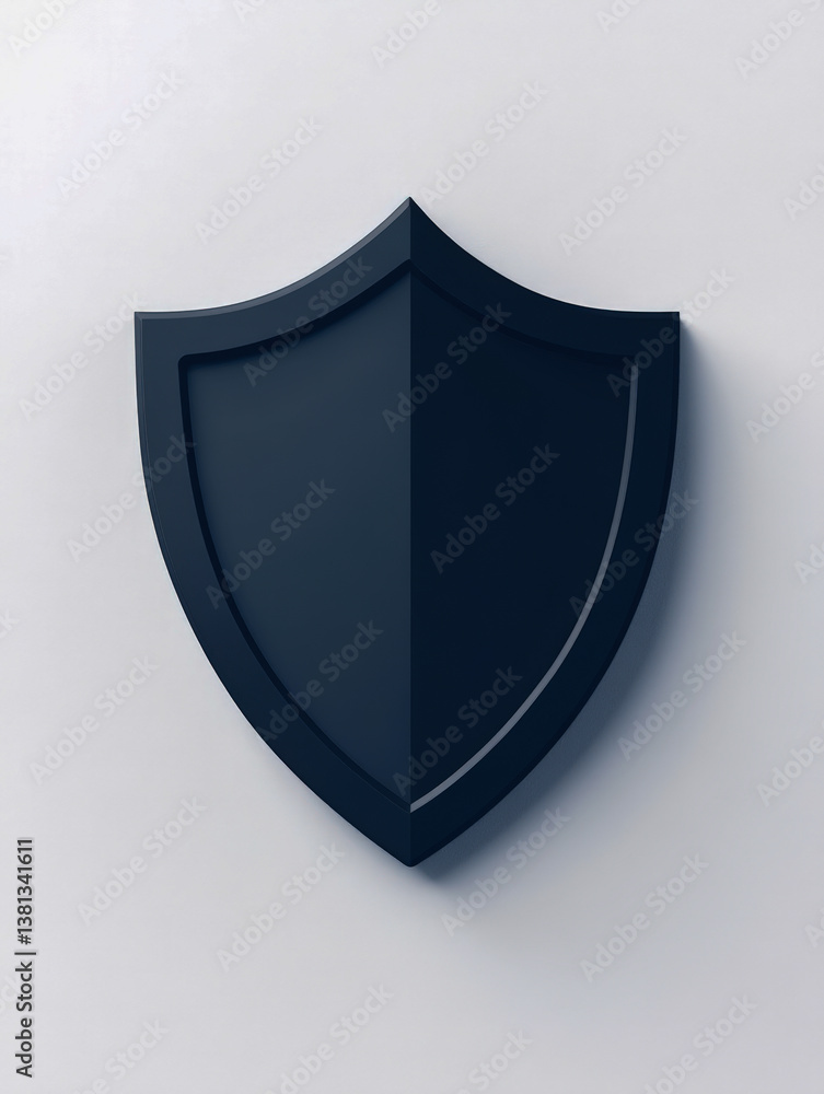 Poster minimalist shield design with sleek lines and a modern aesthetic for protection and security in digi