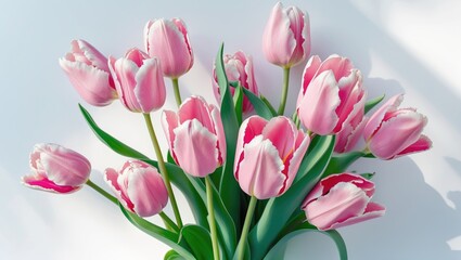 Fototapeta premium Bouquet of tulips against a white backdrop