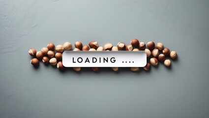 Background loading with hazelnuts in a progress bar. Minimal design.