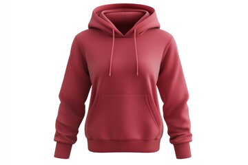Maroon Hoodie Mockup on White Background for Apparel Presentation