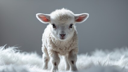 Fototapeta premium Lamb upright, isolated against a backdrop.