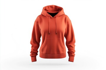 Orange Hoodie Mockup Apparel for Clothing Brand Presentation on White Background