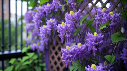 Obraz premium Stunning purple Crape Myrtle display. This remarkable deciduous shrub or small tree features vibrant, eye-catching purple flowers that drape down its branches like a lavender waterfall.