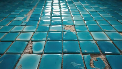 Obraz premium Blue mosaic tiles vintage tiny squares