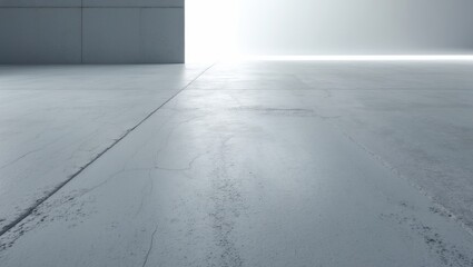 Obraz premium Large textured white grunge concrete wall background. The setting features a rough floor made of cement.
