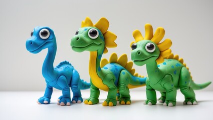 Naklejka premium Play dough dinosaur on a light background. Handmade clay figures.