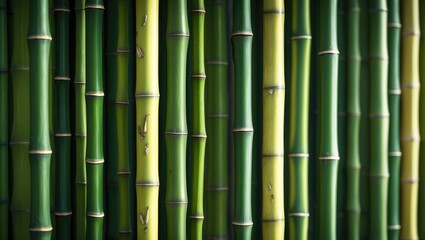 Obraz premium Processed collage of green bamboo fence texture surface.