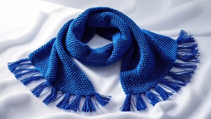 Warm blue scarf on a white background