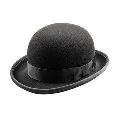 Classic black bowler hat isolated on white background
