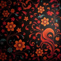 Abstract colorful background with swirling patterns of flowers, waves, and abstract shapes art illustration design