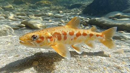 Naklejka premium Stunning Underwater Shot of a Golden Trout