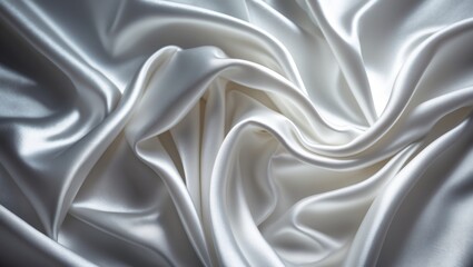 Obraz premium Blank White Silk Satin Background Fabric Texture, Elegant Fashion Textile Material