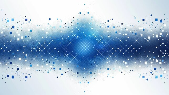 2d vector logo graphic corporate , clean lines square border with very simple scatterplot chart in middle in blues and with white background 