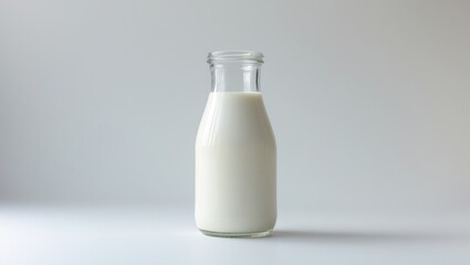 Bottle of milk placed against a white background.