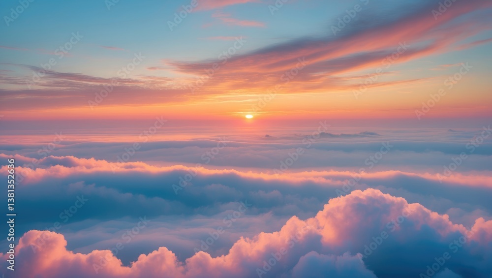 Aufkleber stunning and luxurious soft gradient clouds with sunlight against the blue sky, ideal for a backgrou