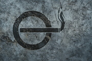 A No Smoking Sign On A Weathered Grey Stone Surface