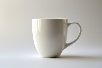 Obraz premium A white ceramic mug sits alone against a neutral backdrop