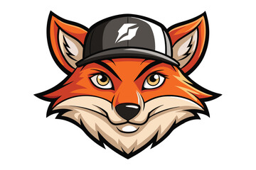 Cool Orange Fox Mascot Cartoon Wearing Baseball Cap 
