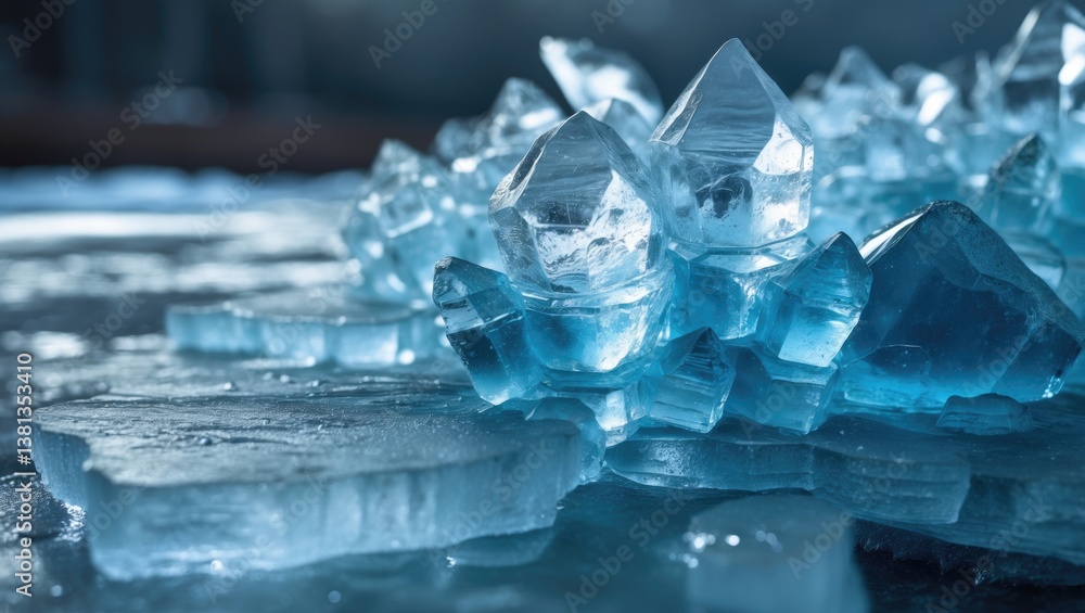 Aufkleber ice texture backdrop. the rough, frosty surface is composed of crushed cold textures.