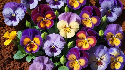 Fototapeta premium Blue violet flowers blooming in the garden. High-quality photograph.