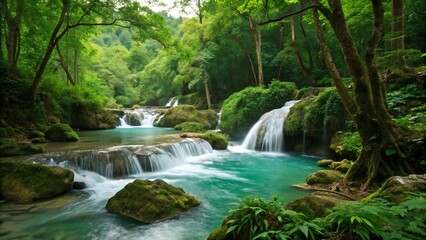 Crystal-clear waterfalls in the jungle