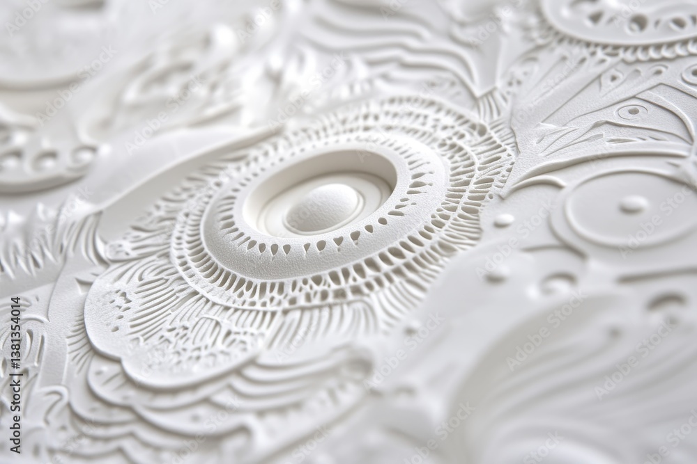 Poster detailed closeup of a white piece of paper showing intricate patterns delicate intricately detailed 