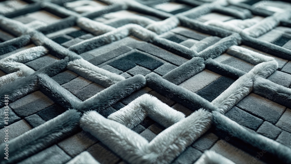Aufkleber Textile carpet. Soft rug in black and white. Background with abstract texture featuring a diamond geometric pattern. Easily incorporate depth and organic texture into your designs.