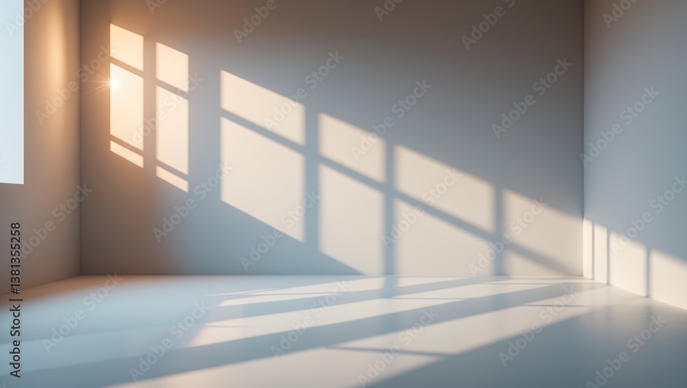 Poster minimalist space with gentle window shadows on the background