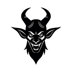 Scary Devils Head Black Vector Silhouette

